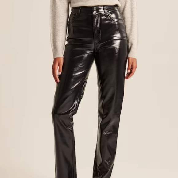 Abercrombie & Fitch Patent Leather 90s Straight Pant - Picture 2 of 6